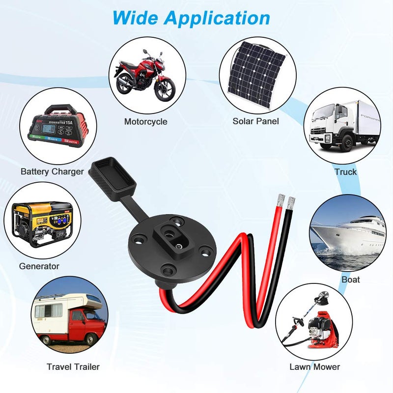 ELECTOP SAE Connector, ELECTOP Solar Weatherproof SAE Socket Sidewall Port, SAE Cable Quick Connect Panel Mount Universal Flush-Mountable Connector for Solar Generator Battery Charger with 8 Screws(2 Pack) - Image 5